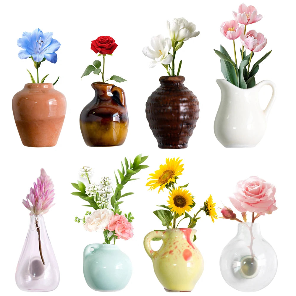 Mini Jarrón de Cerámica Magnético – Decoración DIY para nevera o escritorio
