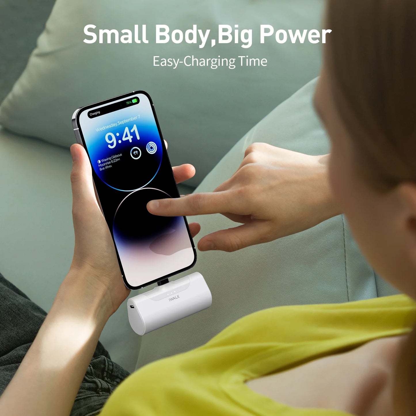 iWALK - Banco de energía portátil de carga rápida para teléfono móvil, 4500 mAh