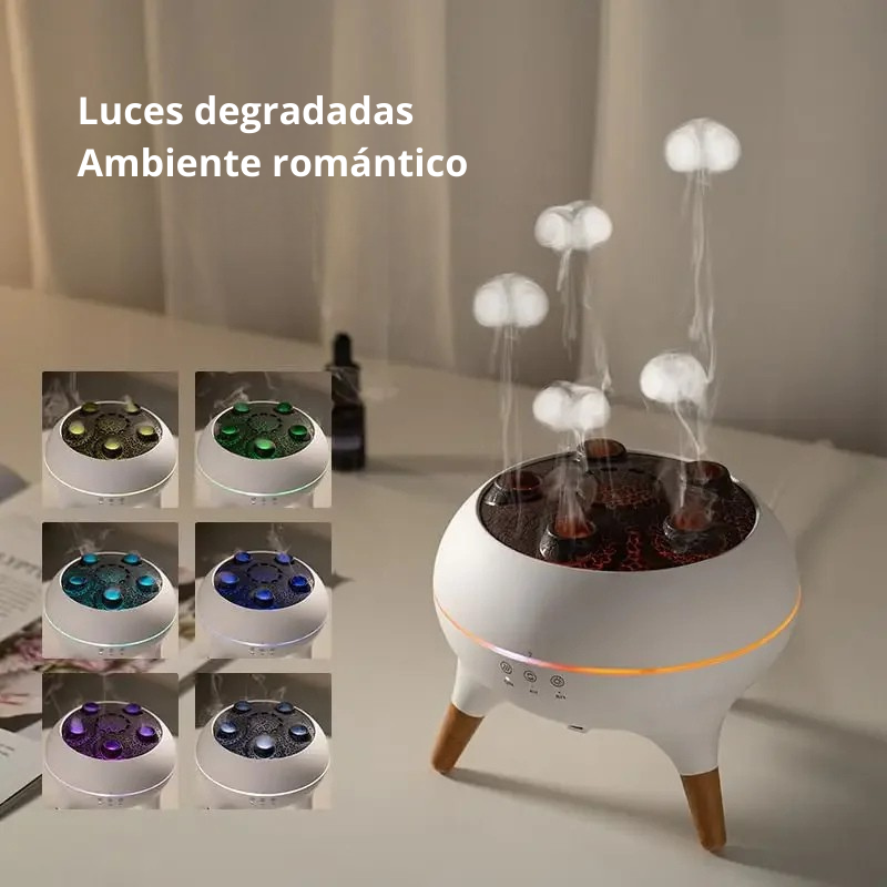 Humidificador Difusor Medusa – Nebulización Dinámica y Aromaterapia con Luz LED, Control Remoto y Temporizador