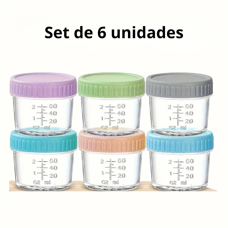 Paquete de 6 tarros de vidrio 4 oz con tapas – Contenedores de almacenamiento de alimentos aptos para microondas y lavavajillas