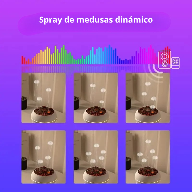 Humidificador Difusor Medusa – Nebulización Dinámica y Aromaterapia con Luz LED, Control Remoto y Temporizador