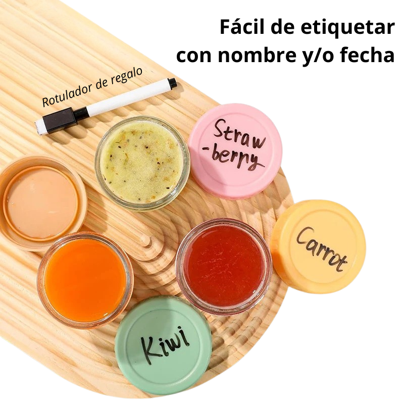 Paquete de 6 tarros de vidrio 4 oz con tapas – Contenedores de almacenamiento de alimentos aptos para microondas y lavavajillas