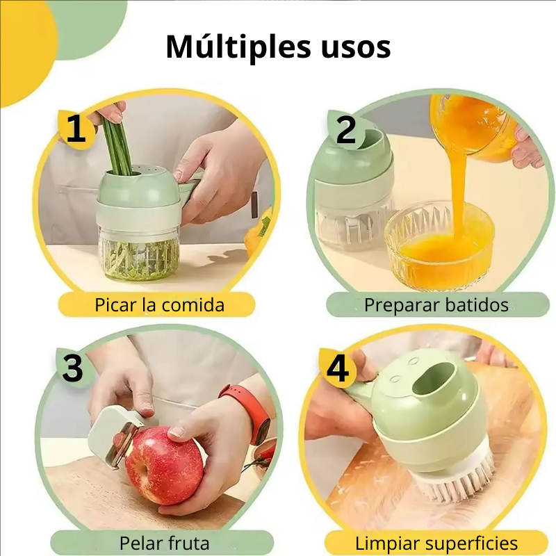 Mini Procesador de Alimentos Profesional Inalámbrico – Triturador Eléctrico de Ajo con Múltiples Hojas