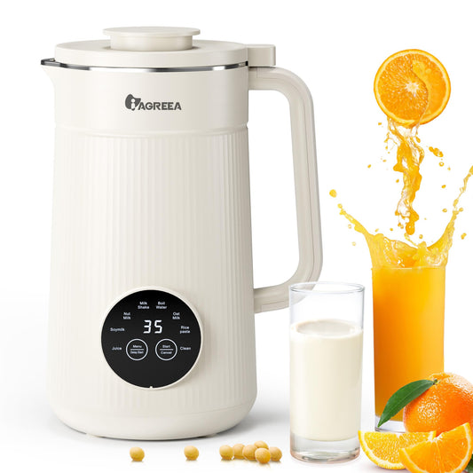 IAGREEA Máquina de leche de nueces de 35 onzas con 10 cuchillas, almendra casera automática, avena, soja, leche de origen vegetal y bebidas sin lácteos, máquina de leche de almendras, autolimpieza