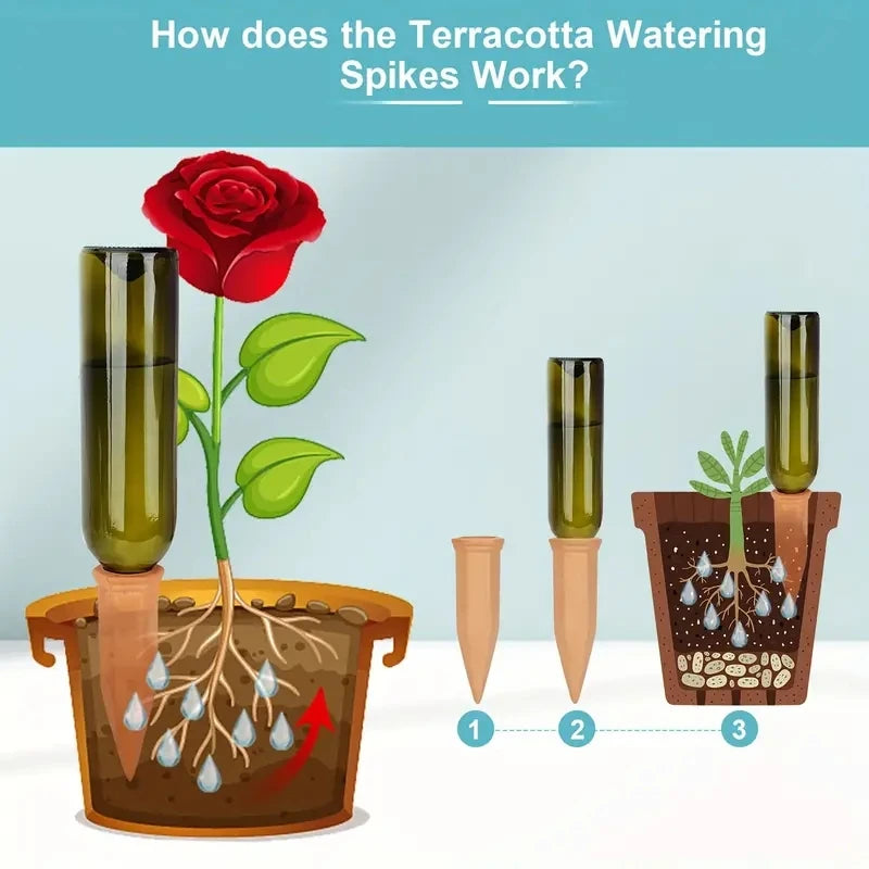 Sistema de riego automático por goteo de 3 piezas con punta de cerámica para riego automático de plantas de flores, invernaderos y jardines.