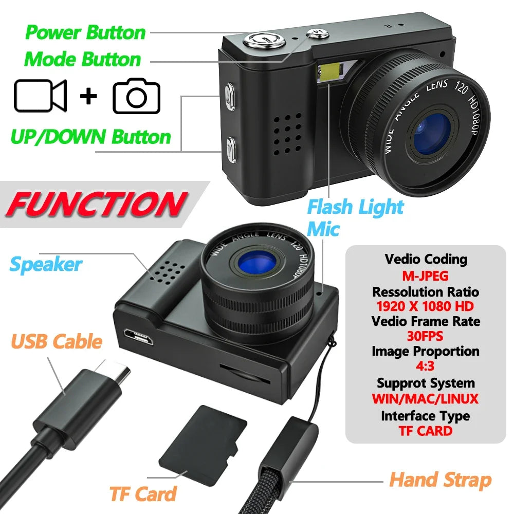 Mini cámara digital 1080P 128 GB
