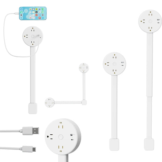 Extensor de Enchufe de Pared Giratorio con Longitud Ajustable – Adaptador Multisalida Ahorra Espacio