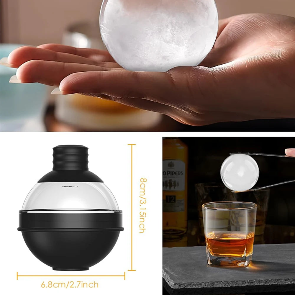 Molde Redondo Grande para Bolas de Hielo de 2,4” – Molde de Silicona para Whisky, Bourbon y Cócteles con Liberación Fácil