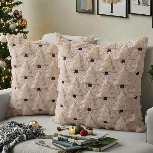 Fundas de almohada navideñas 45×45 cm – Funda decorativa de felpa suave para sofá y decoración de invierno