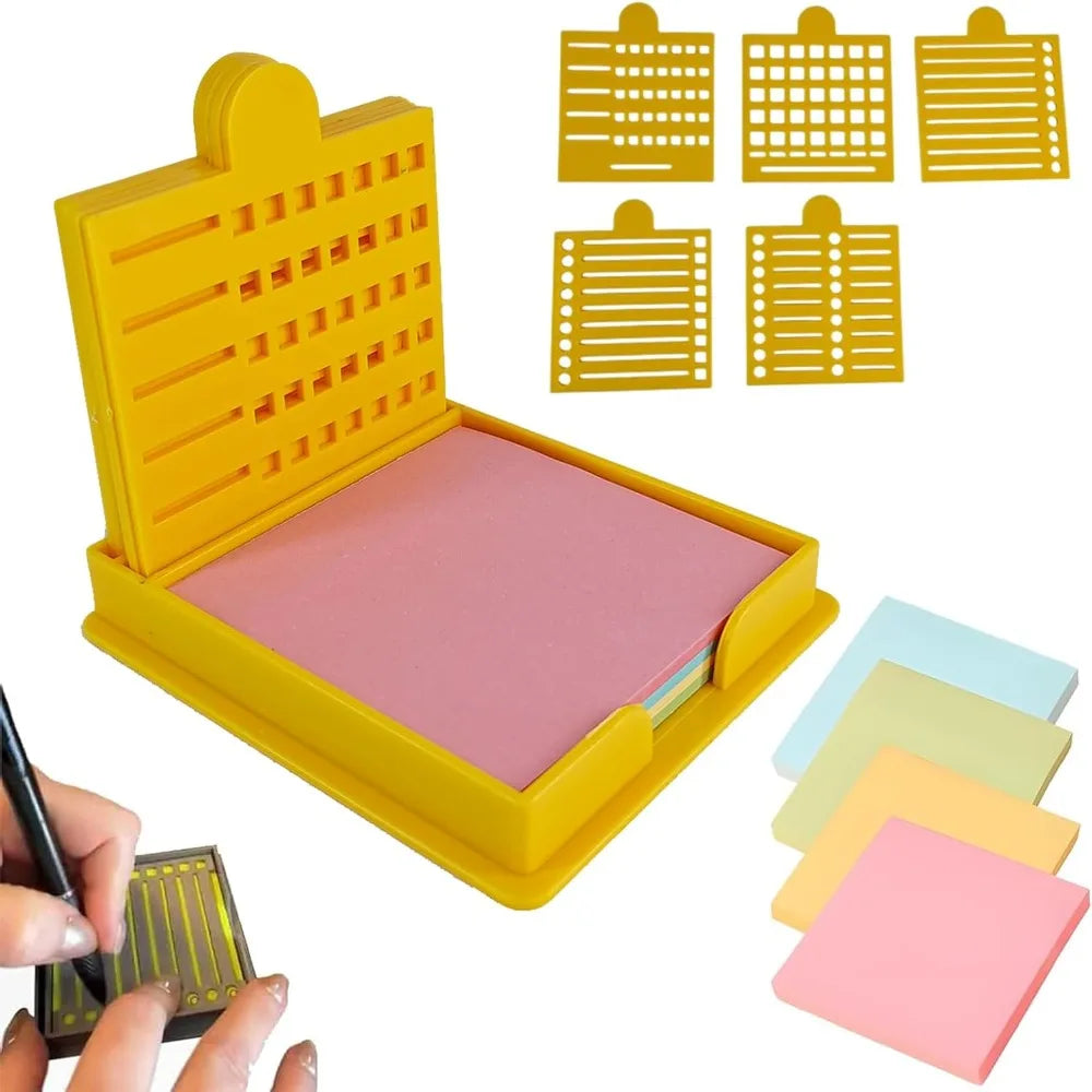 Organizador de Notas Adhesivas Multifuncional – Dispensador y Caja de Almacenamiento con Plantilla para Post-it