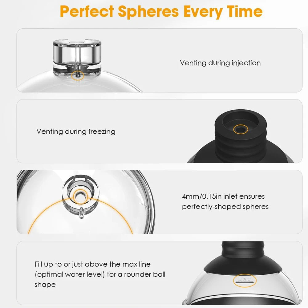 Molde Redondo Grande para Bolas de Hielo de 2,4” – Molde de Silicona para Whisky, Bourbon y Cócteles con Liberación Fácil