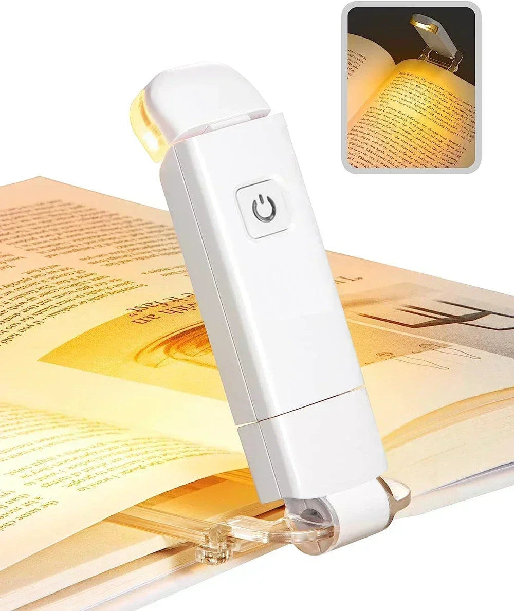 Luz de Lectura Recargable USB – Clip-On 3 modos de color (1800 K‑6000 K) y 5 niveles de brillo