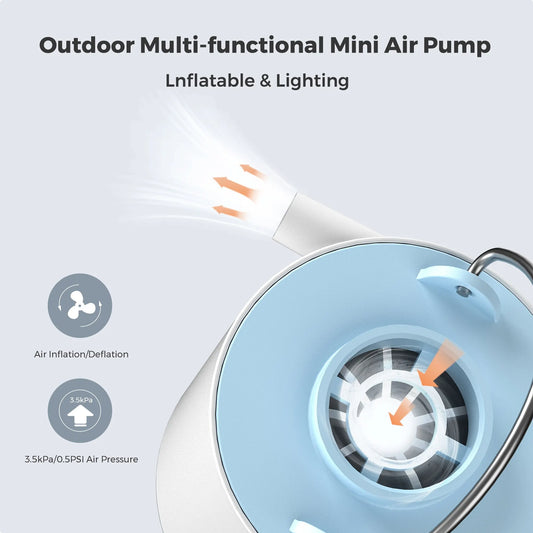 Bomba de aire portátil para camping con batería de 1300 mAh, recargable