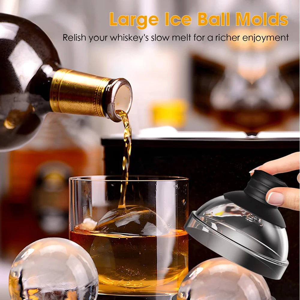 Molde Redondo Grande para Bolas de Hielo de 2,4” – Molde de Silicona para Whisky, Bourbon y Cócteles con Liberación Fácil