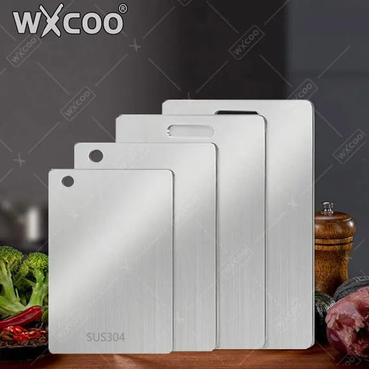 Juego de tablas de cortar de acero inoxidable 304 engrosado, doble cara