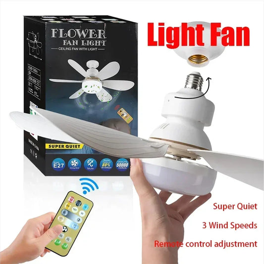 Ventilador de techo de 40 W, luz E27 con función de atenuación LED remota, 85-265 V