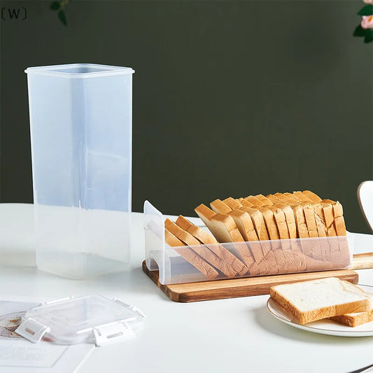 Caja de Pan Hermética Transparente con Tapa – Envase Protector para Pan Casero, Sándwich y Bollería