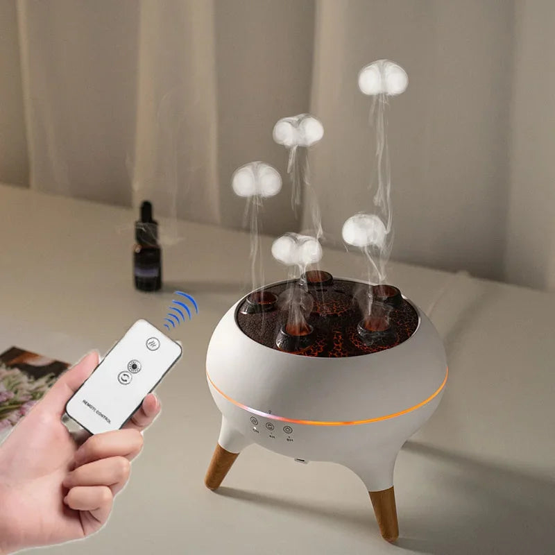 Humidificador Difusor Medusa – Nebulización Dinámica y Aromaterapia con Luz LED, Control Remoto y Temporizador