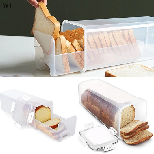 Caja de Pan Hermética Transparente con Tapa – Envase Protector para Pan Casero, Sándwich y Bollería