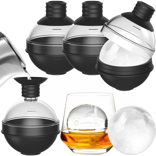 Molde Redondo Grande para Bolas de Hielo de 2,4” – Molde de Silicona para Whisky, Bourbon y Cócteles con Liberación Fácil