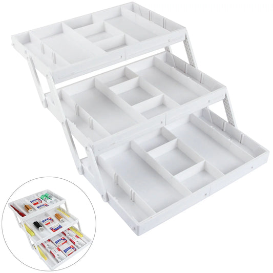 Organizador de cajones de 2 o 3 niveles, plegable y expandible - BLANCO