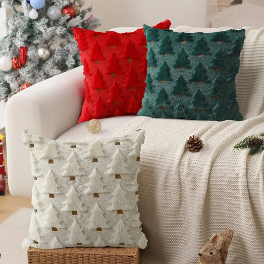 Fundas de almohada navideñas 45×45 cm – Funda decorativa de felpa suave para sofá y decoración de invierno