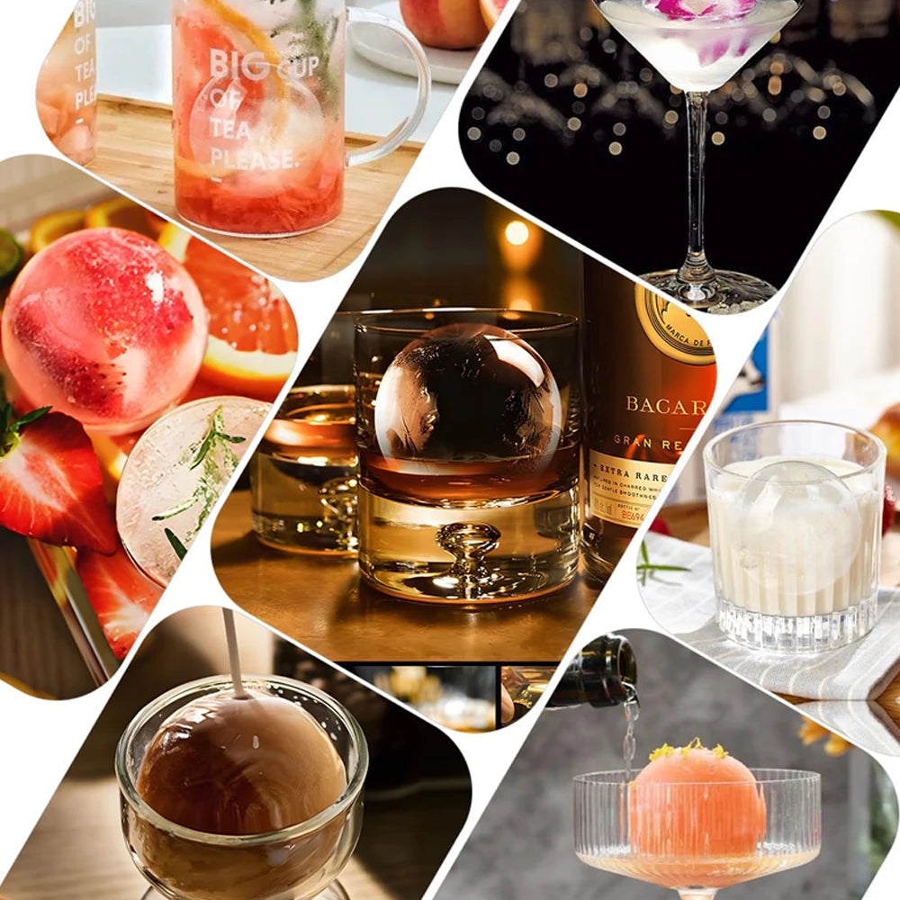 Molde Redondo Grande para Bolas de Hielo de 2,4” – Molde de Silicona para Whisky, Bourbon y Cócteles con Liberación Fácil