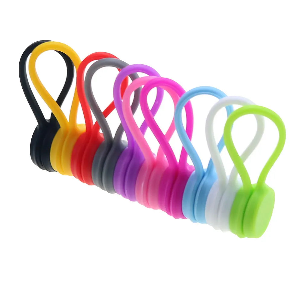 5 bridas magnéticas reutilizables para cables, bridas magnéticas de silicona