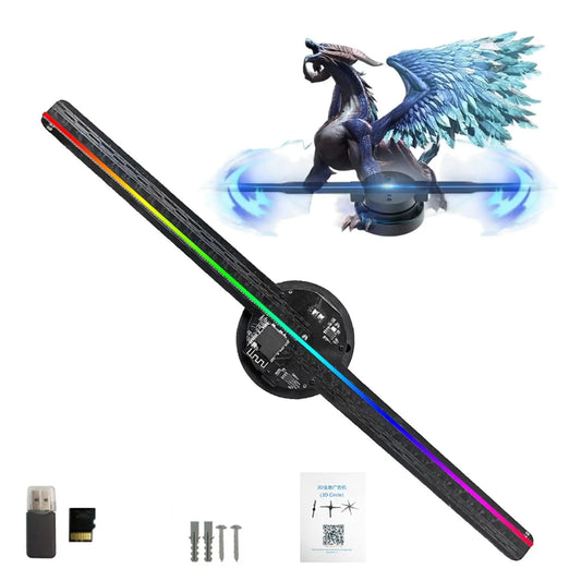 Ventilador Holográfico 3D 42 cm – Proyector LED WiFi para Escaparates, Eventos y Publicidad