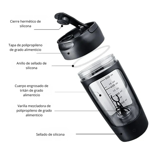 Taza Mezcladora Eléctrica 650ML | Agitadora Automática USB | Shaker Portátil para Proteína, Café y Batidos
