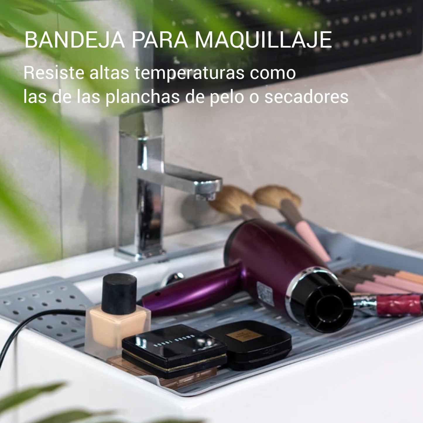 Organizador de silicona multiusos – bandeja drenante - rejilla térmica para fregadero y baño